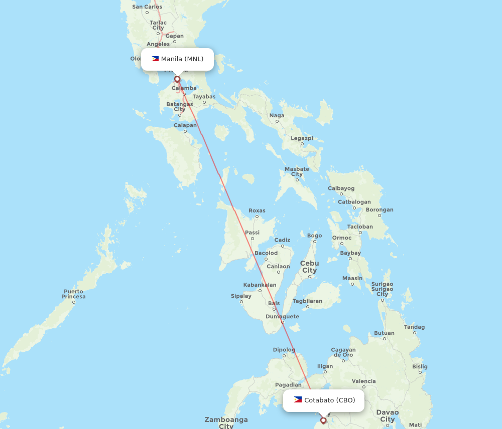 Flights from Manila to Cotabato MNL to CBO Flight Routes