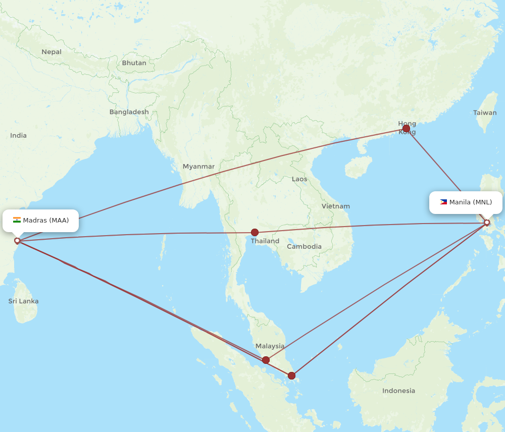 All Flight Routes From Manila To Chennai Mnl To Maa Flight Routes 5375