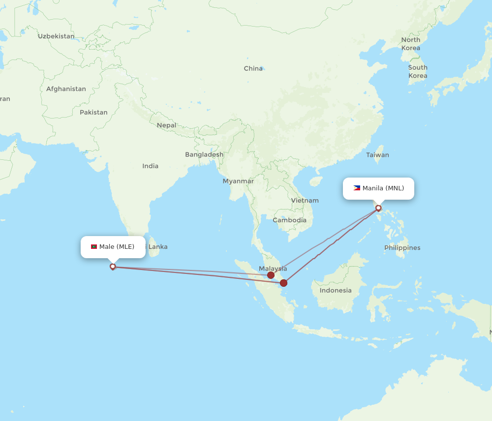 Flights from Manila to Male MNL to MLE Flight Routes