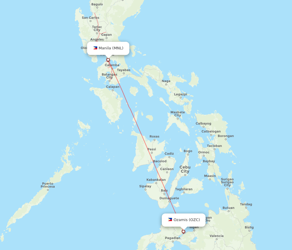 All Flight Routes From Manila To Ozamiz Mnl To Ozc Flight Routes 5395