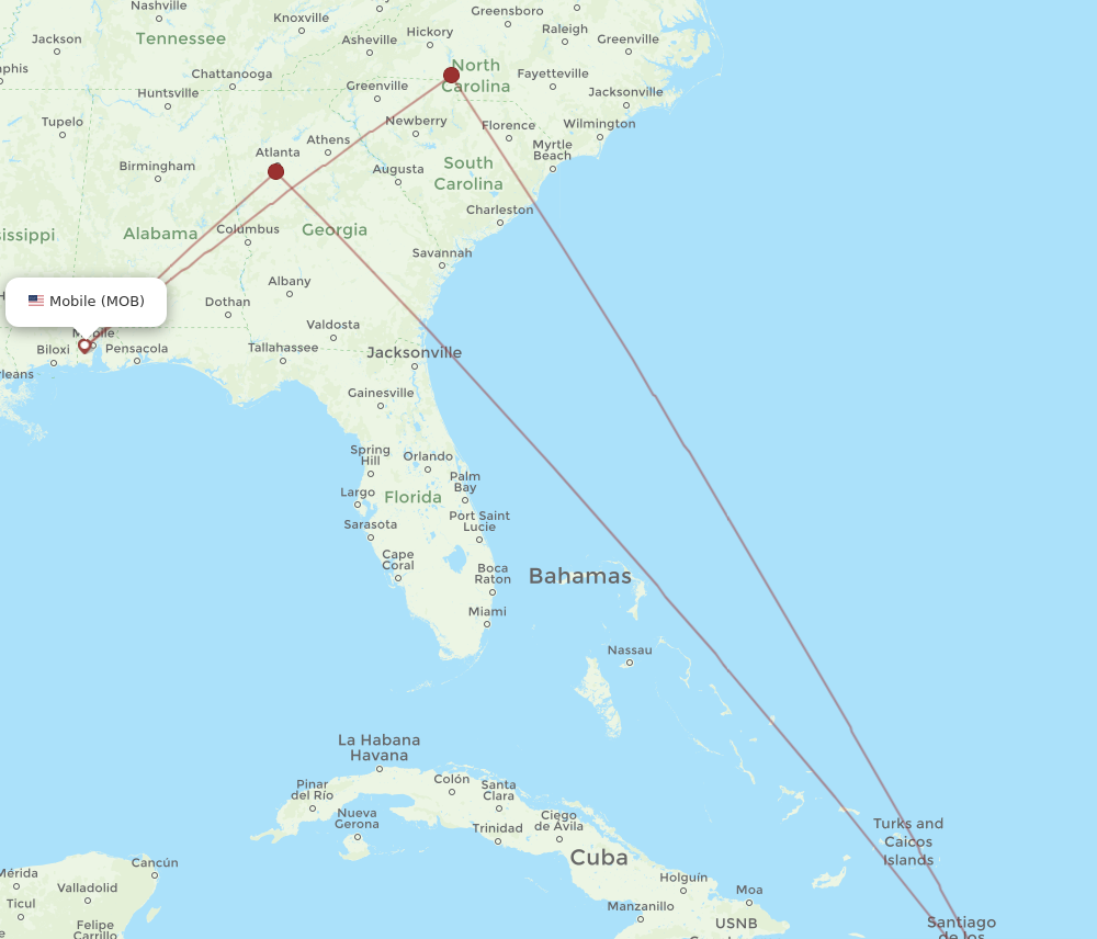 Flights from Mobile to Santo Domingo MOB to SDQ Flight Routes