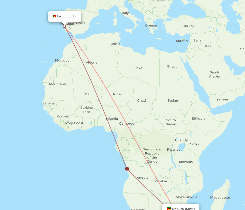 Flights from Maputo to Lisbon MPM to LIS Flight Routes