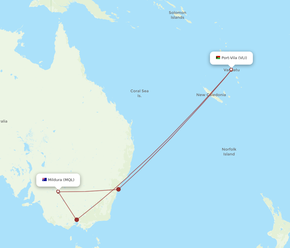 Flights from Mildura to Port Vila MQL to VLI Flight Routes