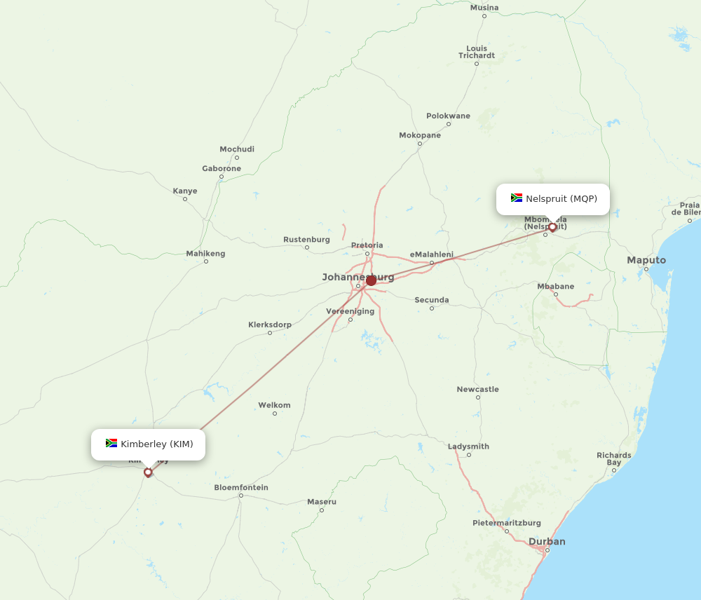 Flights from Nelspruit to Kimberley MQP to KIM Flight Routes