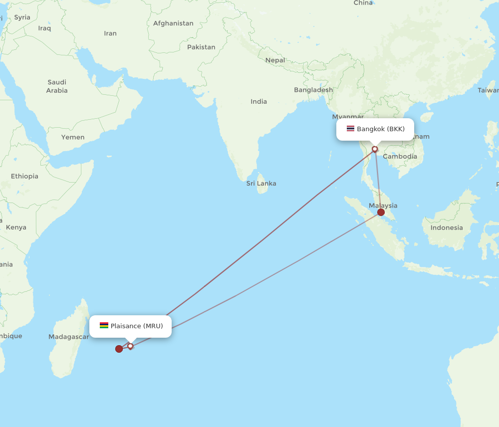 Flights from Mauritius to Bangkok MRU to BKK Flight Routes