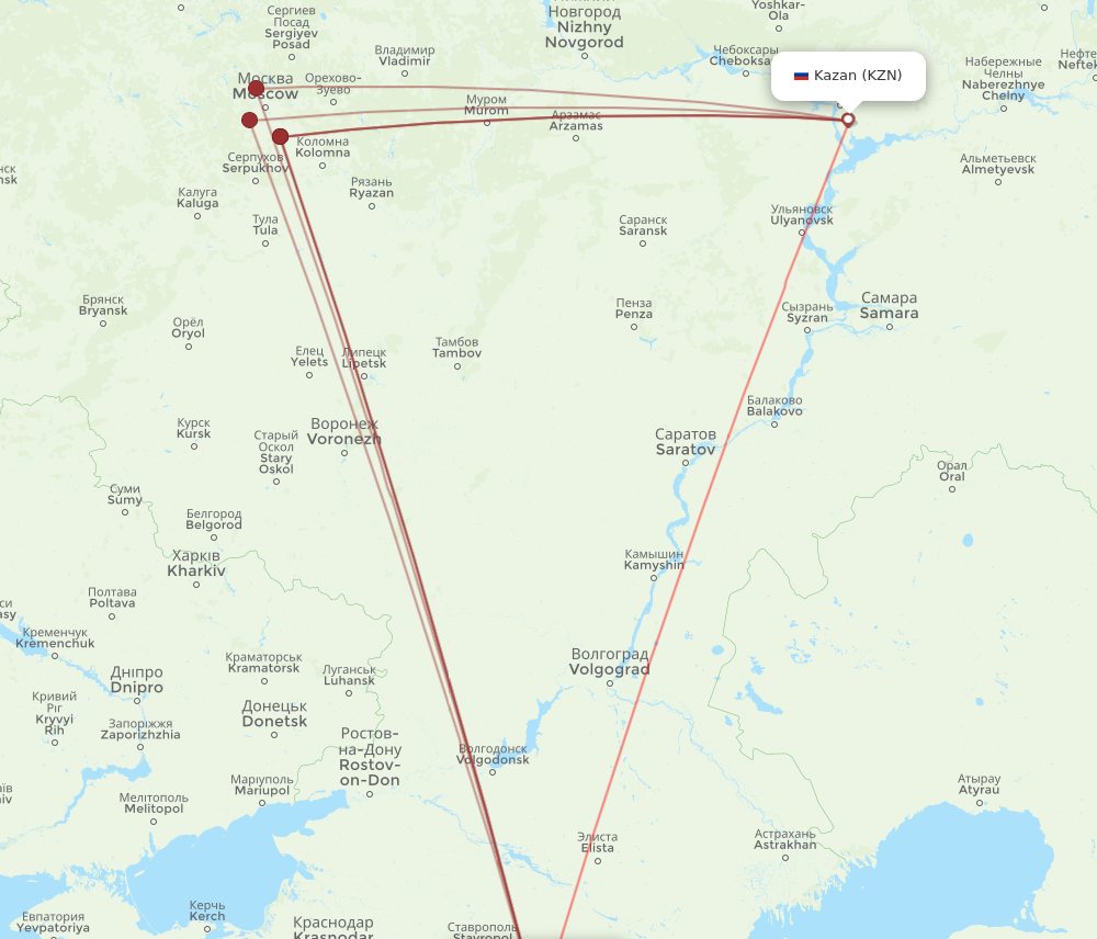 Flights from Mineralnye Vody to Kazan MRV to KZN Flight Routes