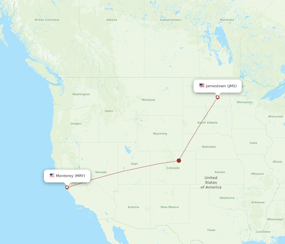 Flights from Jamestown to Monterey, JMS to MRY - Flight Routes