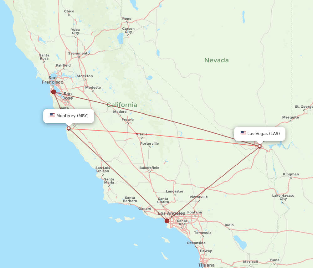 Flights from Monterey to Las Vegas MRY to LAS Flight Routes