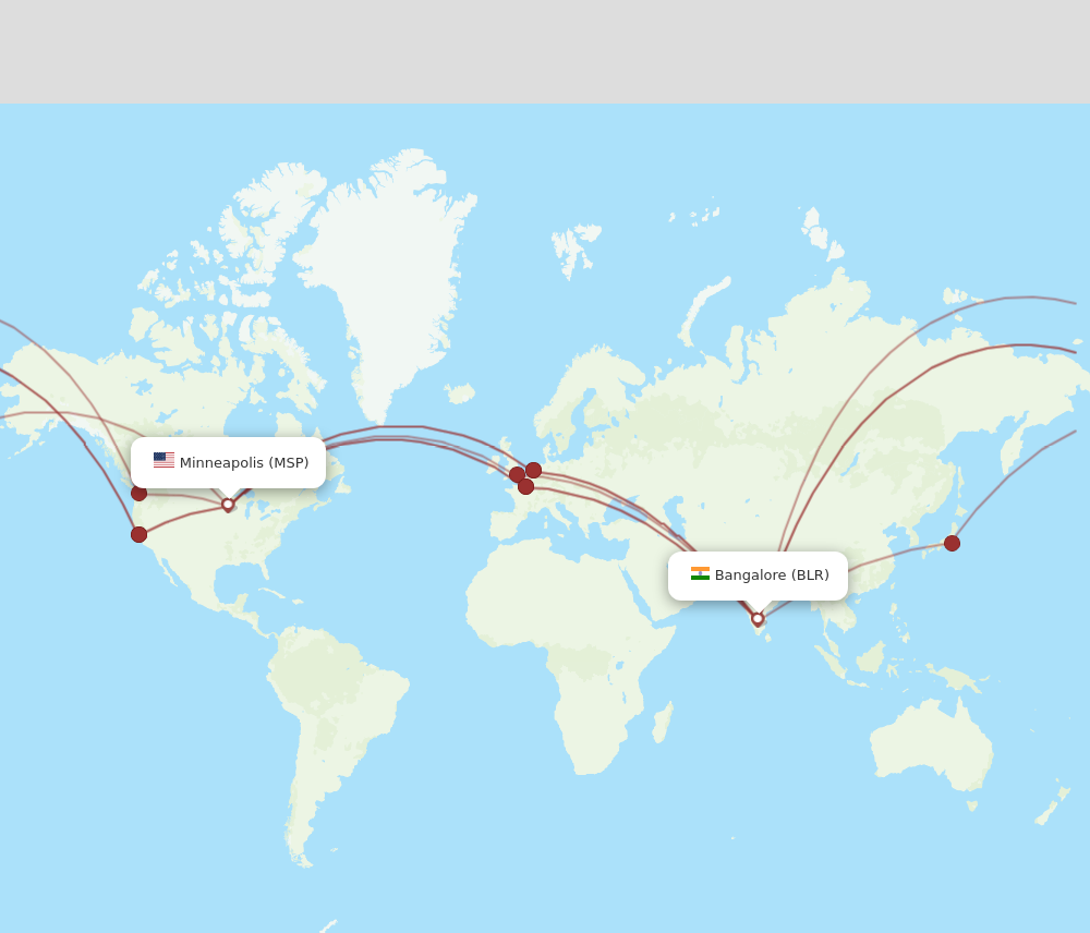 Flights from Minneapolis to Bengaluru MSP to BLR Flight Routes