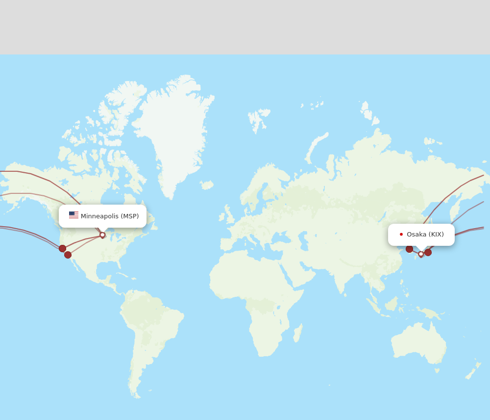 Flights from Minneapolis to Osaka MSP to KIX Flight Routes