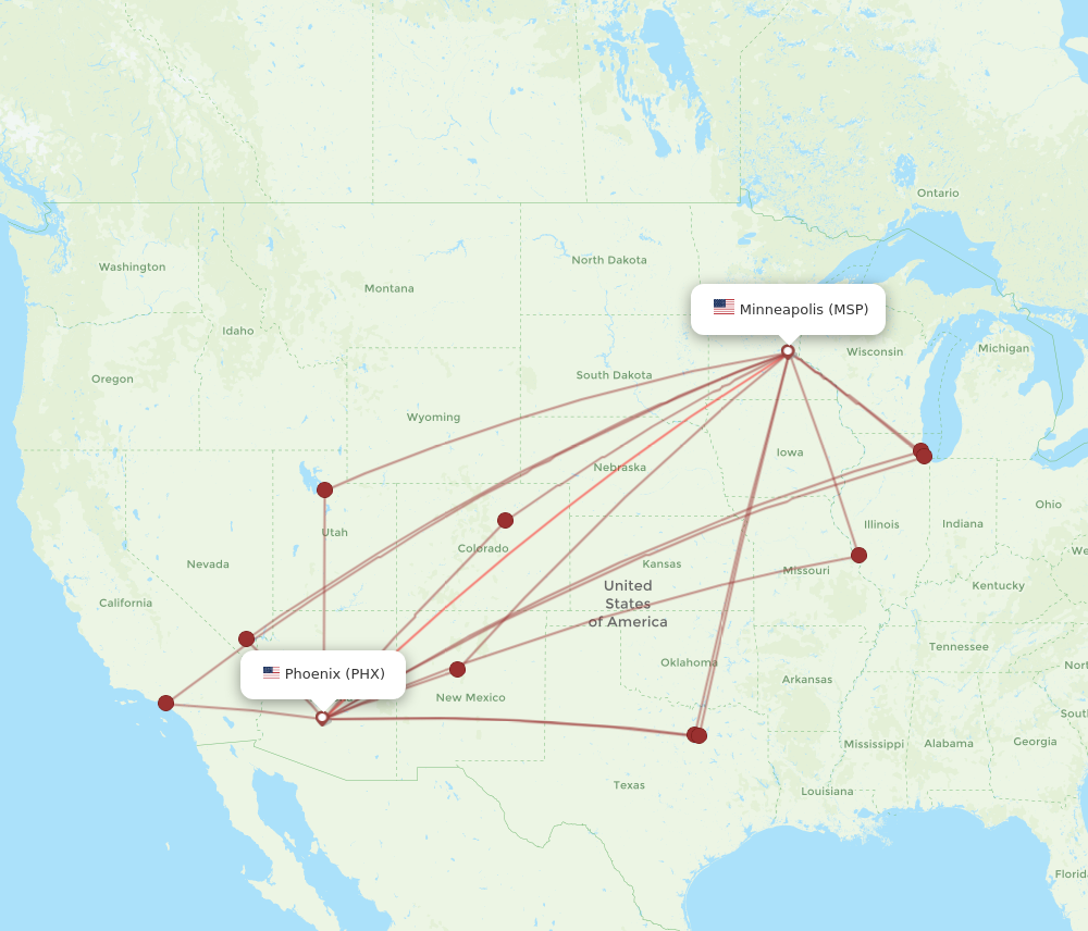 Flights from Minneapolis to Phoenix, MSP to PHX - Flight Routes