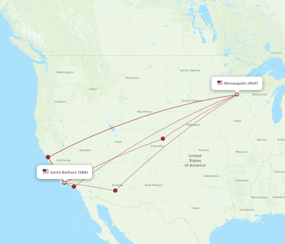 Flights from Minneapolis to Santa Barbara, MSP to SBA - Flight Routes