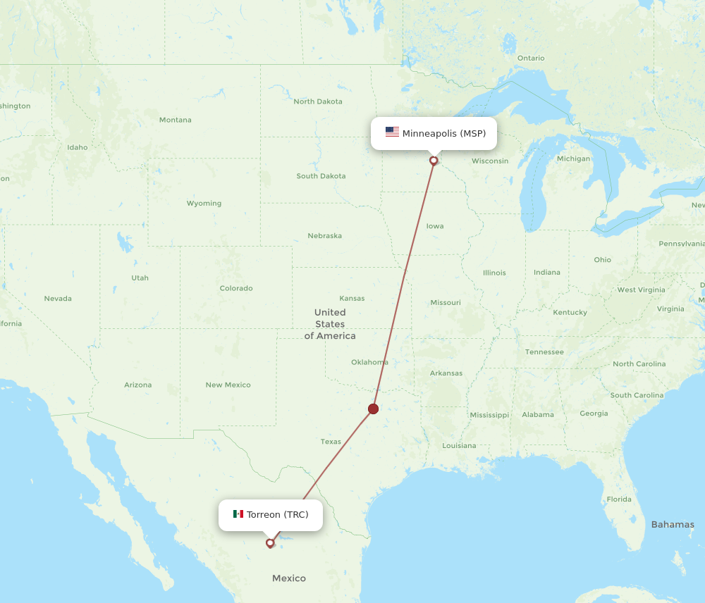MSP to TRC flights and routes map