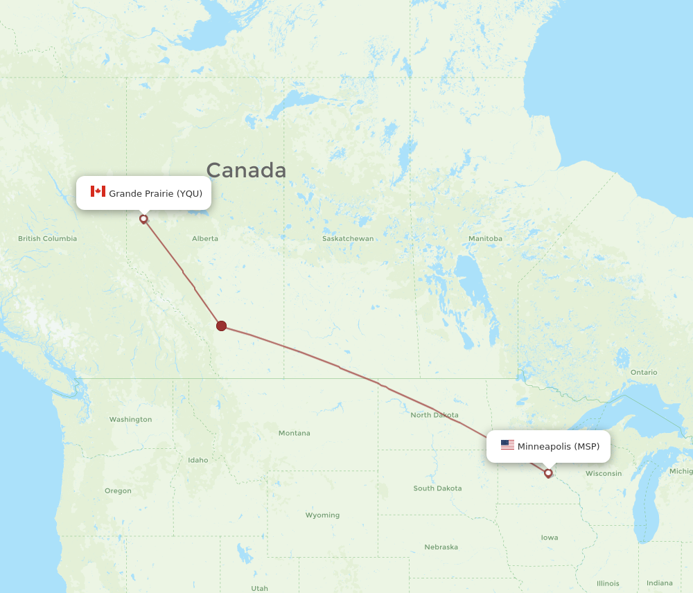 Flights from Minneapolis to Grande Prairie, MSP to YQU - Flight Routes