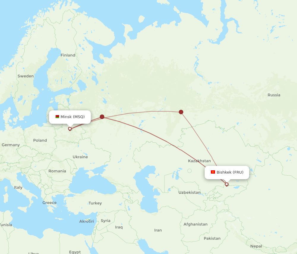 Flights From Minsk To Bishkek, Msq To Fru - Flight Routes