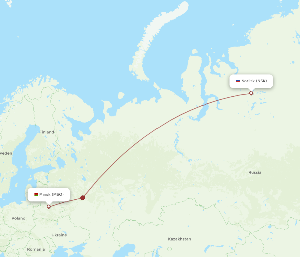 Flights from Minsk to Noril'sk, MSQ to NSK - Flight Routes