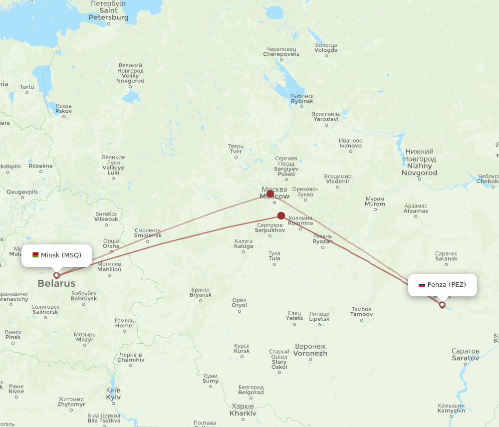 Flights From Minsk To Penza Msq To Pez Flight Routes