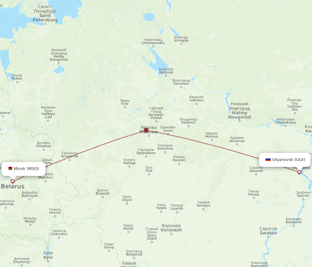 Flights From Minsk To Ulyanovsk Msq To Ulv Flight Routes