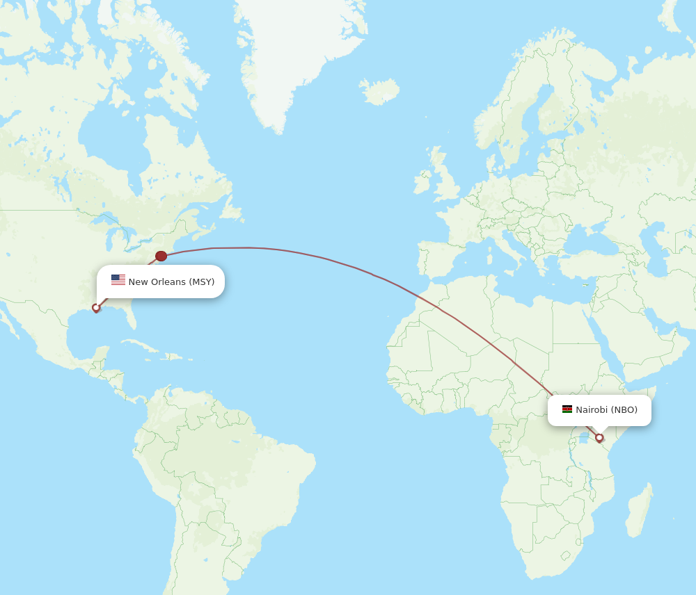 Flights from New Orleans to Nairobi MSY to NBO Flight Routes