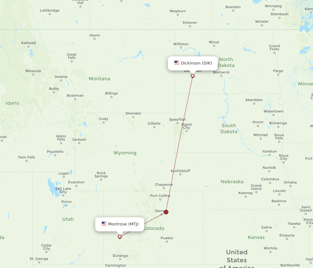 All Flight Routes From Montrose To Dickinson Mtj To Dik Flight Routes 0441