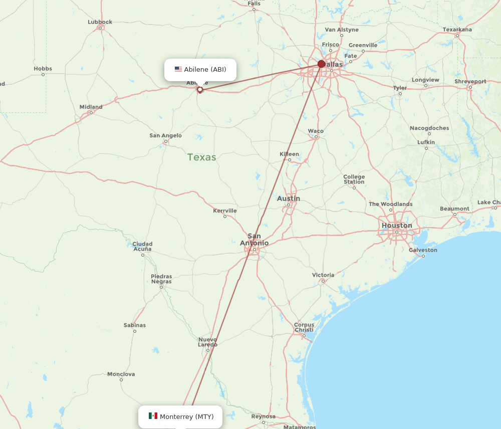 Flights from Monterrey to Abilene MTY to ABI Flight Routes