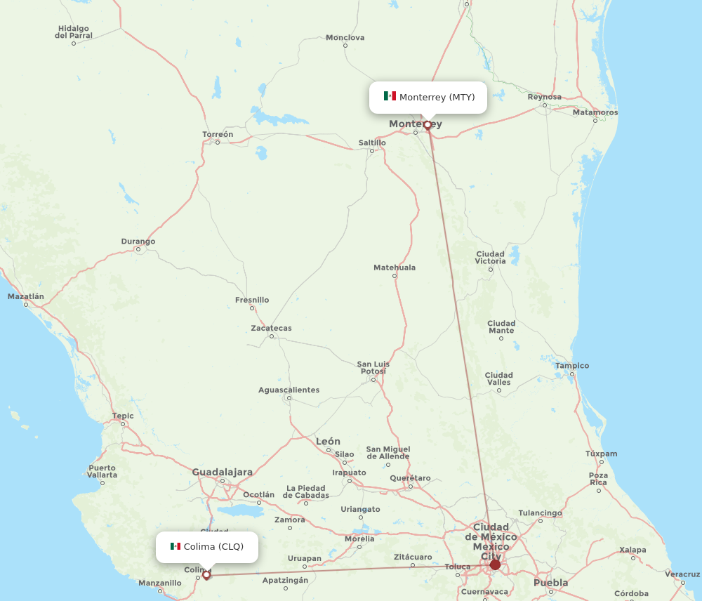 Flights from Monterrey to Colima MTY to CLQ Flight Routes