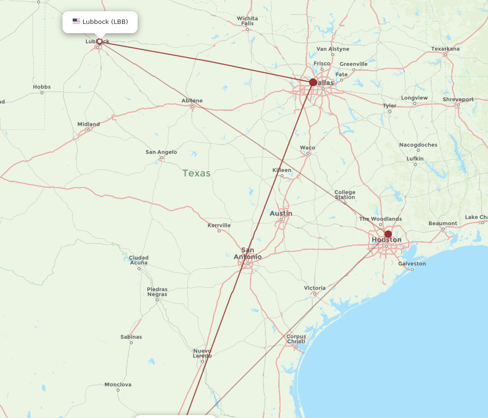 Flights from Monterrey to Lubbock MTY to LBB Flight Routes