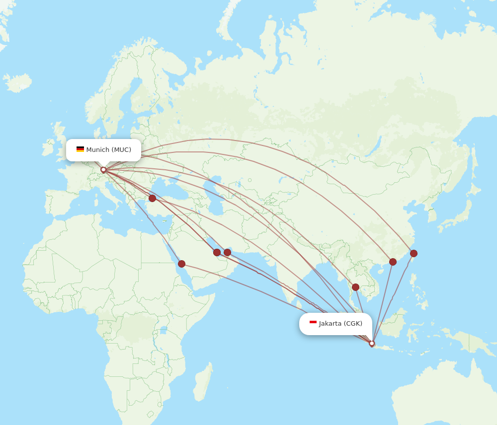 MUC to CGK flights and routes map
