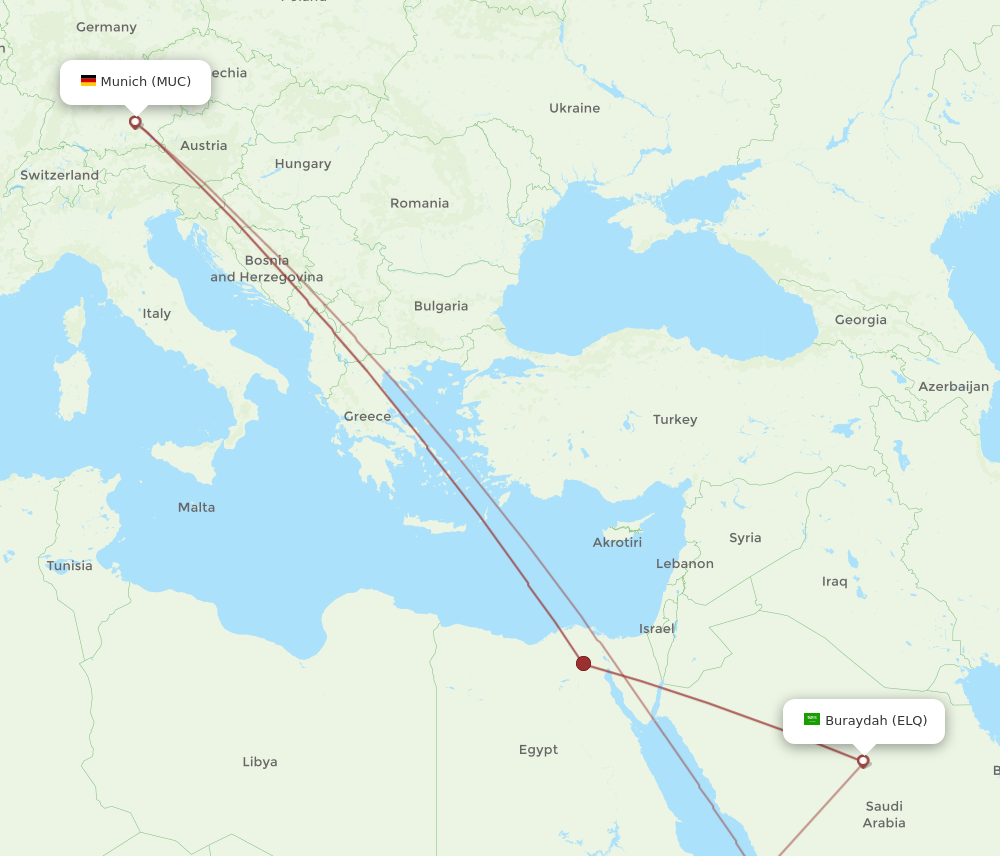 MUC to ELQ flights and routes map