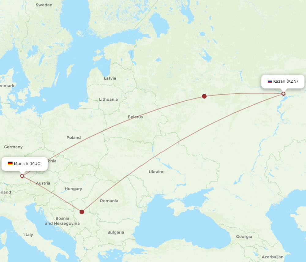 Flights from Munich to Kazan MUC to KZN Flight Routes