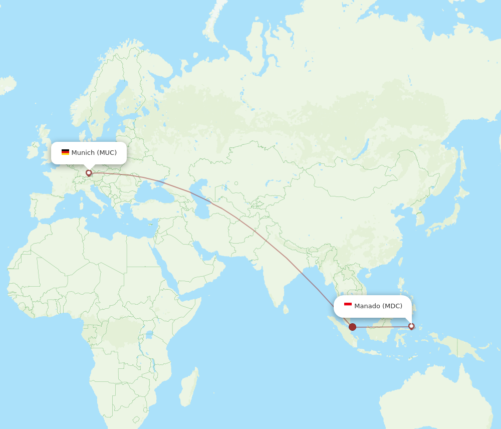 MUC to MDC flights and routes map