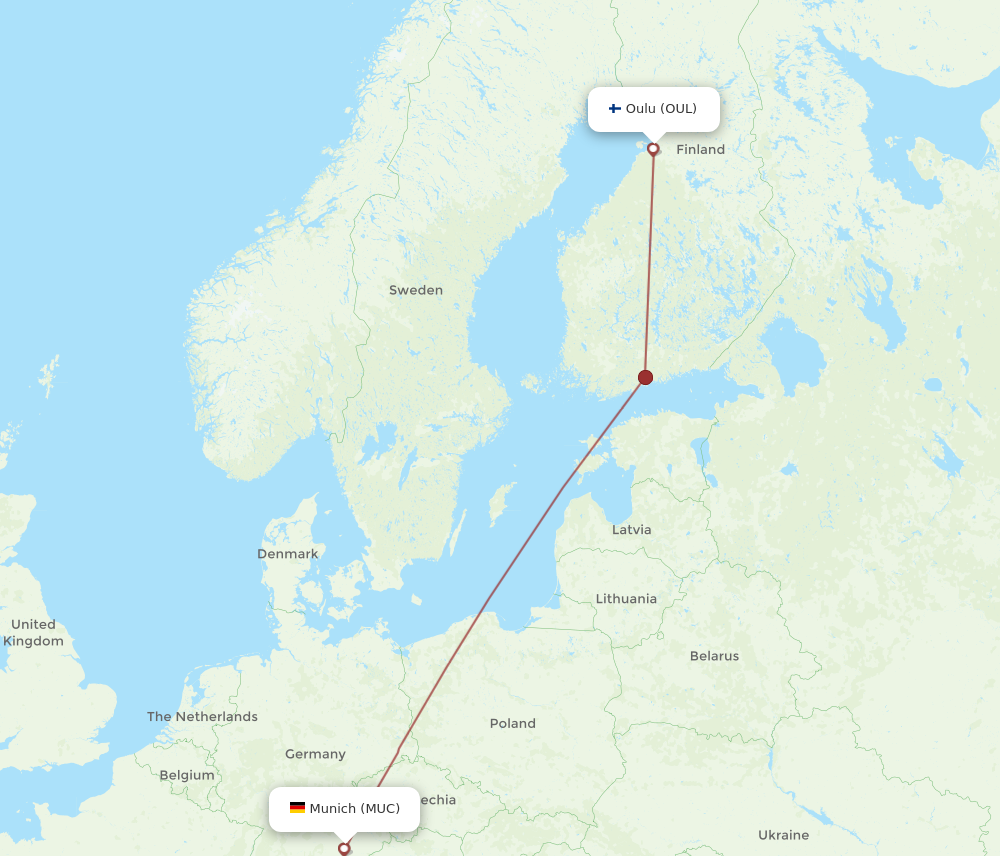 Flights from Munich to Oulu MUC to OUL Flight Routes