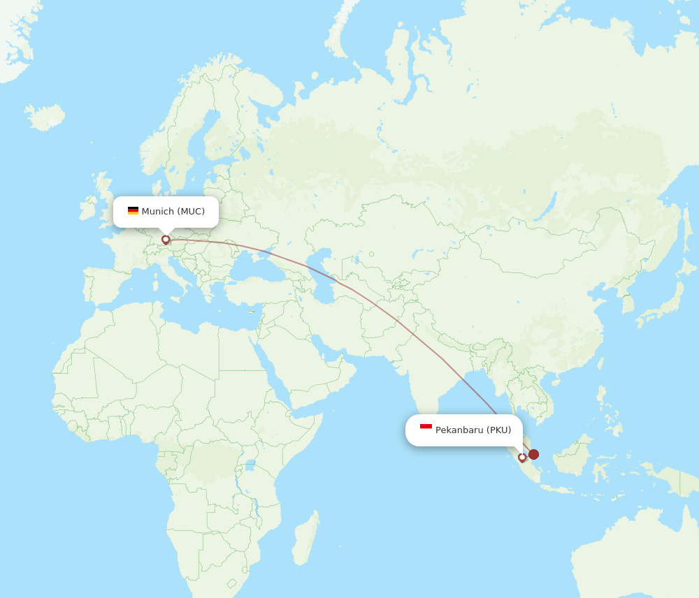 MUC to PKU flights and routes map