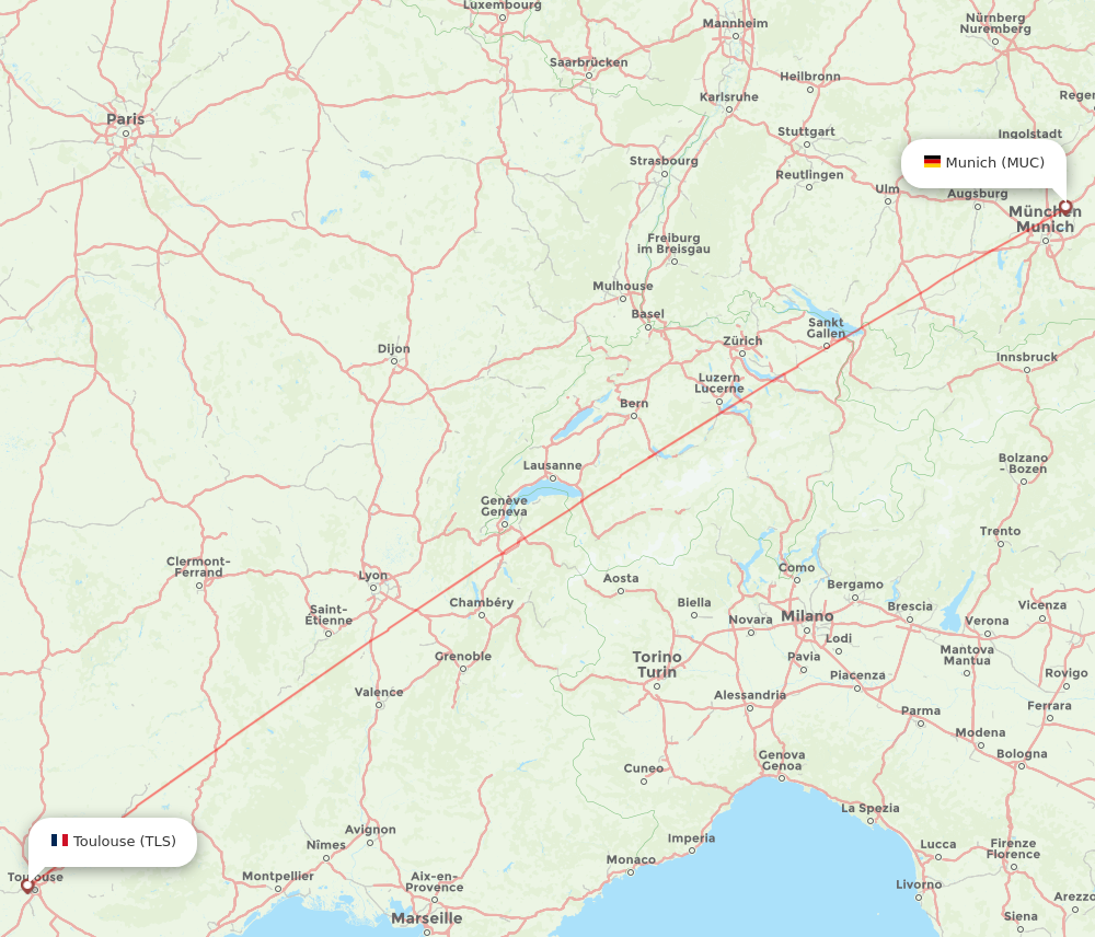 Flights from Munich to Toulouse MUC to TLS Flight Routes