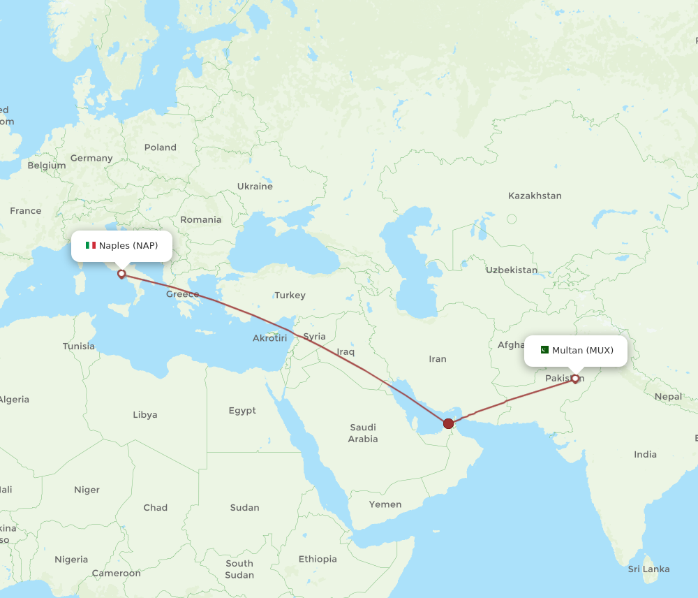 Flights from Naples to Multan, NAP to MUX - Flight Routes