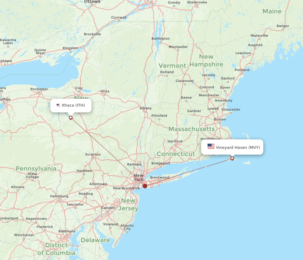 Flights from Martha s Vineyard to Ithaca MVY to ITH Flight Routes