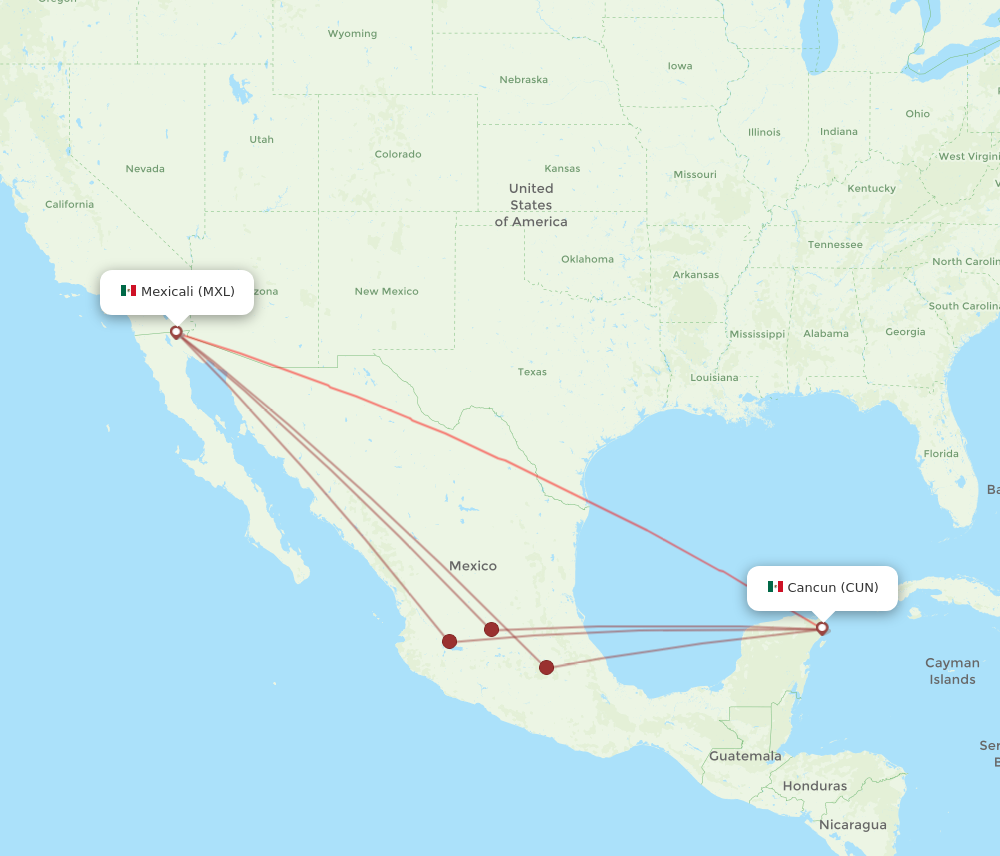 Flights from Mexicali to Cancun MXL to CUN Flight Routes