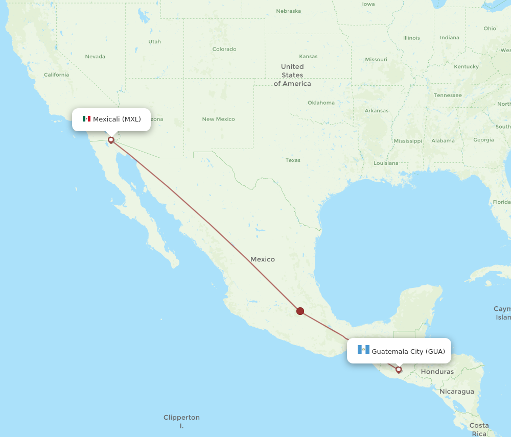 Flights from Mexicali to Guatemala City MXL to GUA Flight Routes