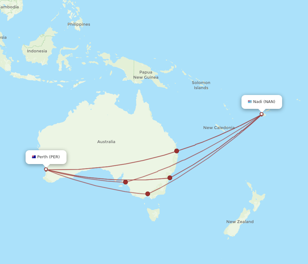 Flights from Nadi to Perth NAN to PER Flight Routes