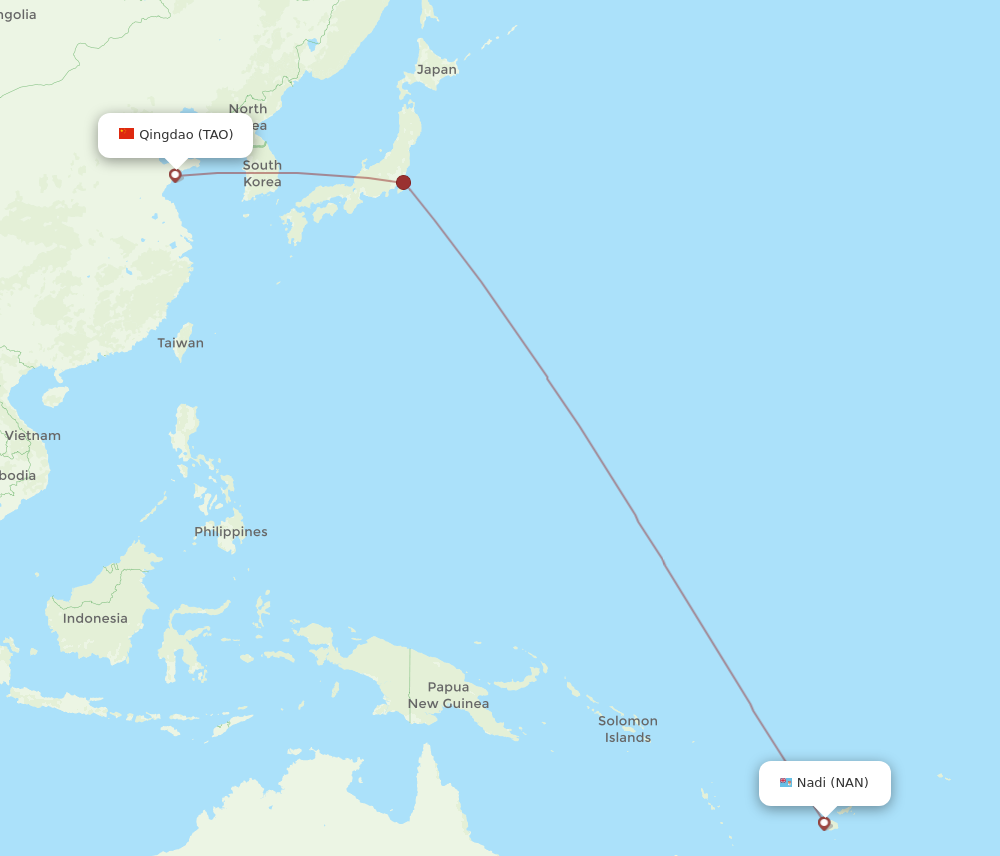 NAN to TAO flights and routes map