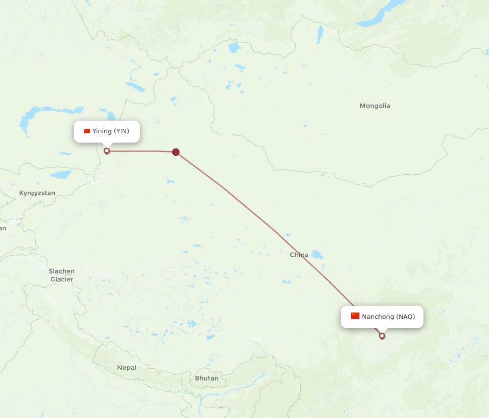 Flights from Nanchong to Yining, NAO to YIN - Flight Routes