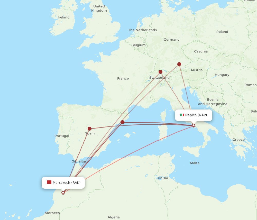 Flights from Naples to Marrakech NAP to RAK Flight Routes