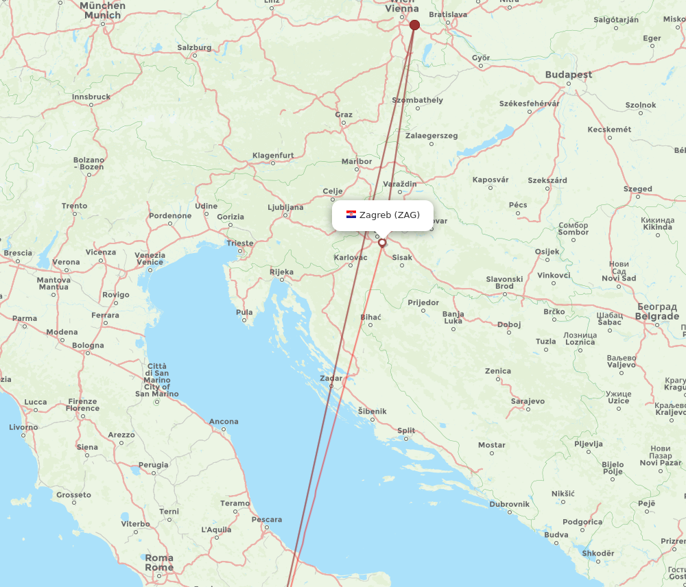 All flight routes from Naples to Zagreb, NAP to ZAG - Flight Routes