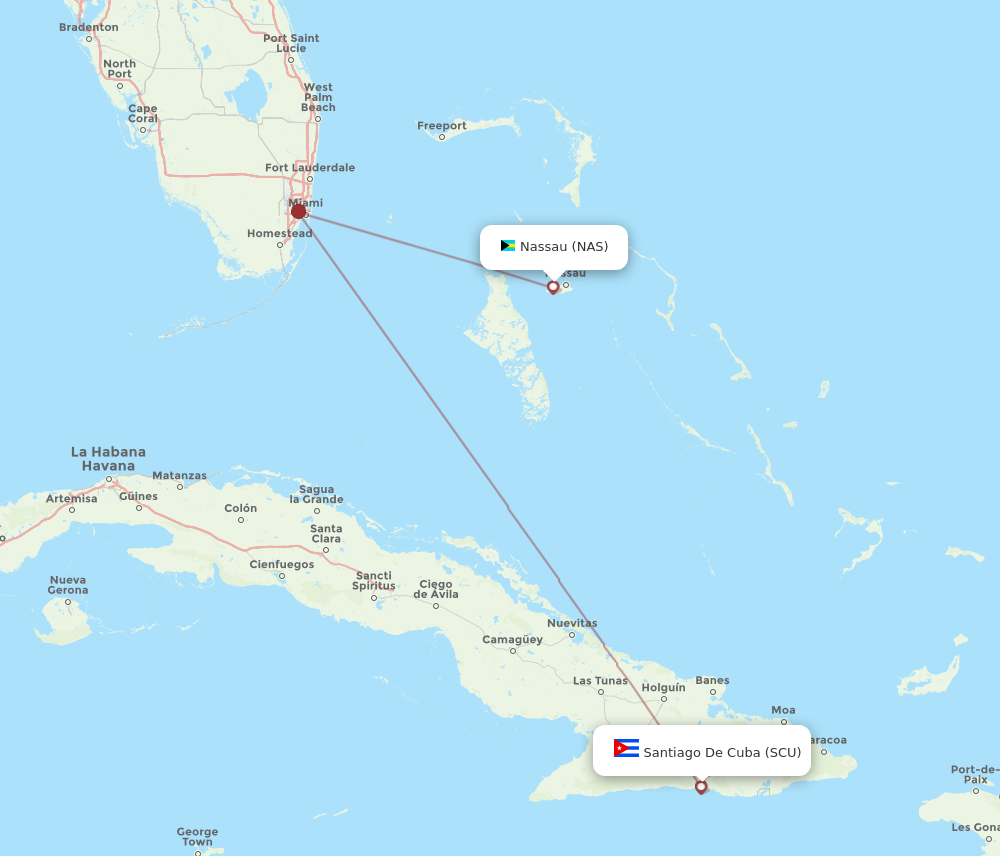 Flights from Santiago to Nassau SCU to NAS Flight Routes