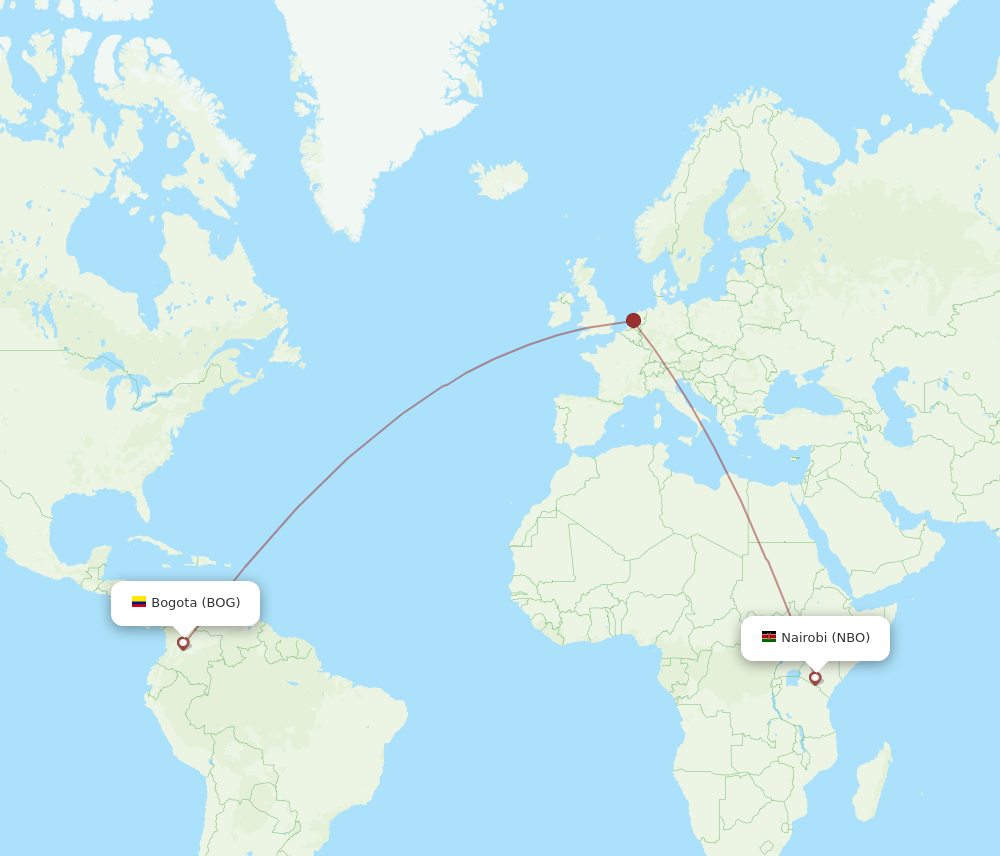 Flights from Nairobi to Bogota NBO to BOG Flight Routes