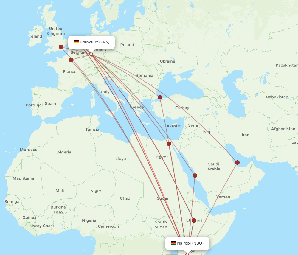 NBO to FRA flights and routes map