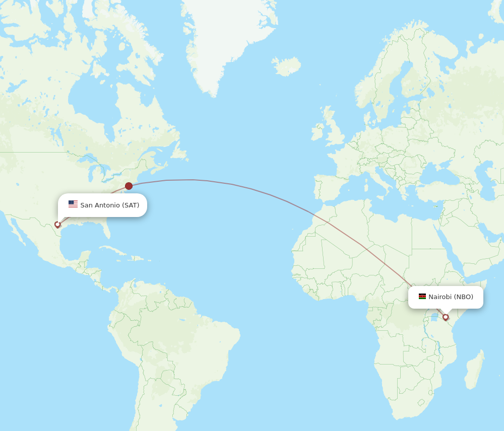 Flights from Nairobi to San Antonio NBO to SAT Flight Routes