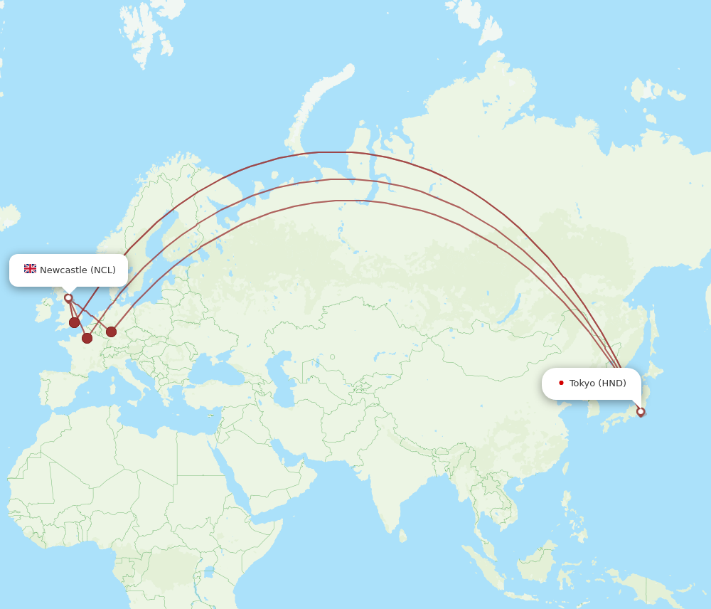 Flights from Newcastle to Tokyo NCL to HND Flight Routes