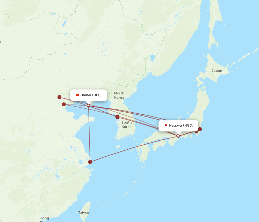 NGO to DLC flights and routes map