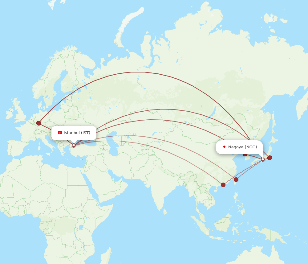 All Flight Routes From Nagoya To Istanbul Ngo To Ist Flight Routes 4829